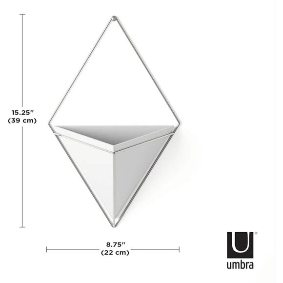 Umbra Trigg Hanging Planter Vase & Geometric Wall Decor Ceramic Container Nickle - Picture 2 of 8